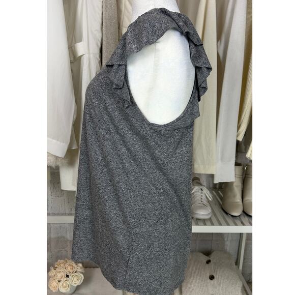 Gap Women's Sz M Tall Heather Gray Ruffle Trim Lightweight Racerback Tank #0483 - Picture 3 of 9